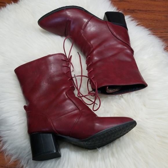 Not Marked Shoes - Maroon Heeled Victorian Boots